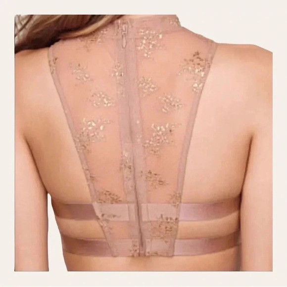 Victoria's Secret Very Sexy Lace Bralette High Neck Gold Size large - Picture 2 of 10